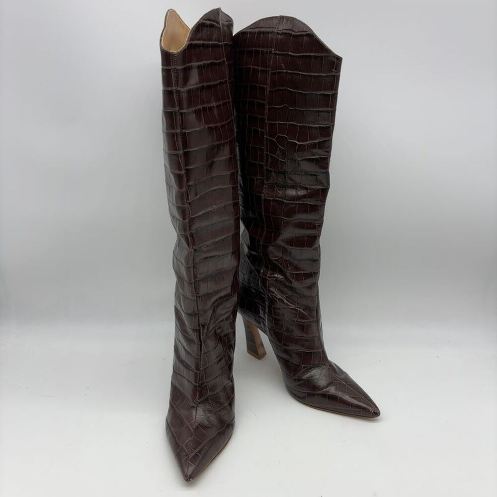 SCHUTZ Croc Embossed Knee High Boots